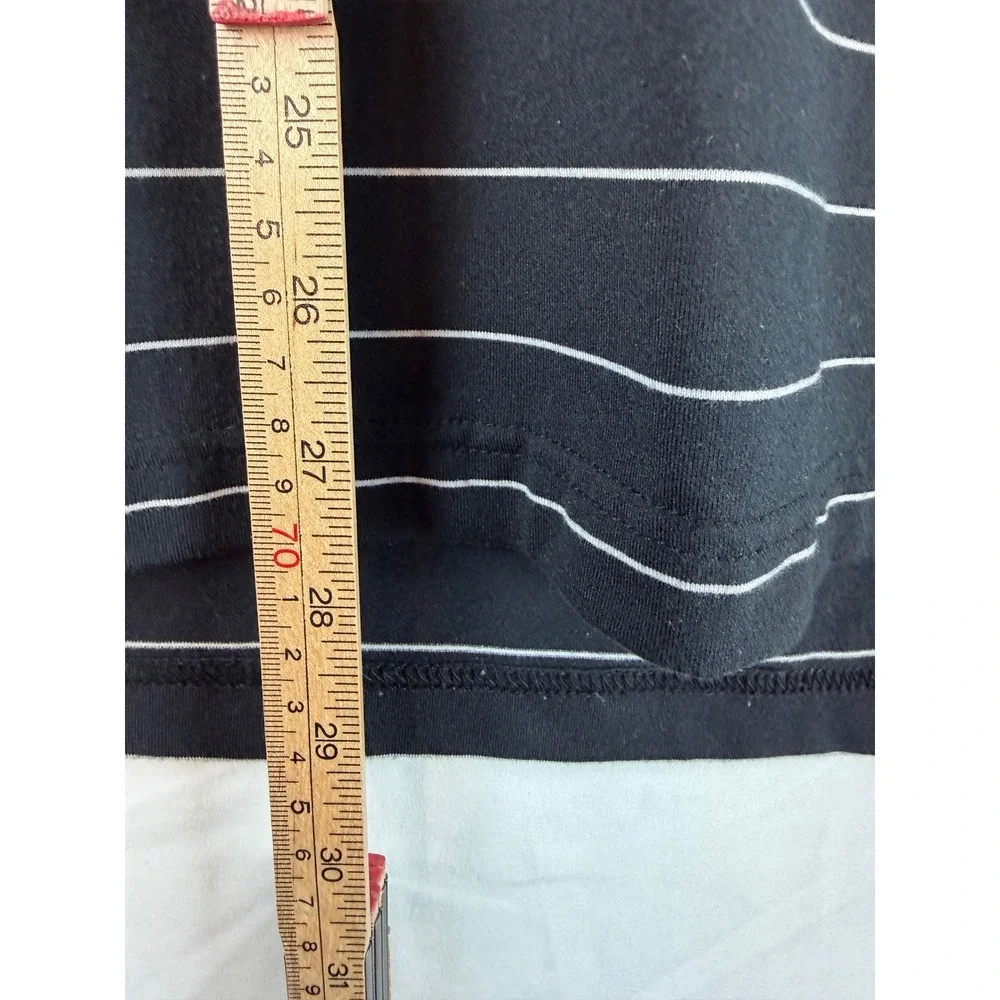 Good Good Golf Mens Qtr Zip‎ Pullover Black White Striped Mock Neck Sz Medium